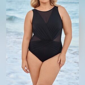 Miraclesuit Plus Size Palma One Piece In Black Size 22W New